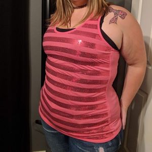 Sequin stripped racer back tank top